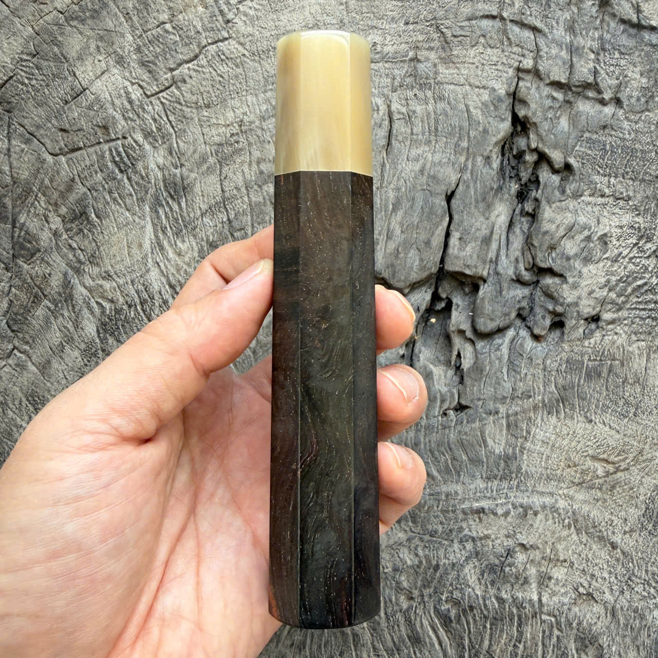 I - Amazing Black Siamese Rosewood Wa handle, Ivory Horn Ferrule - 145 mm