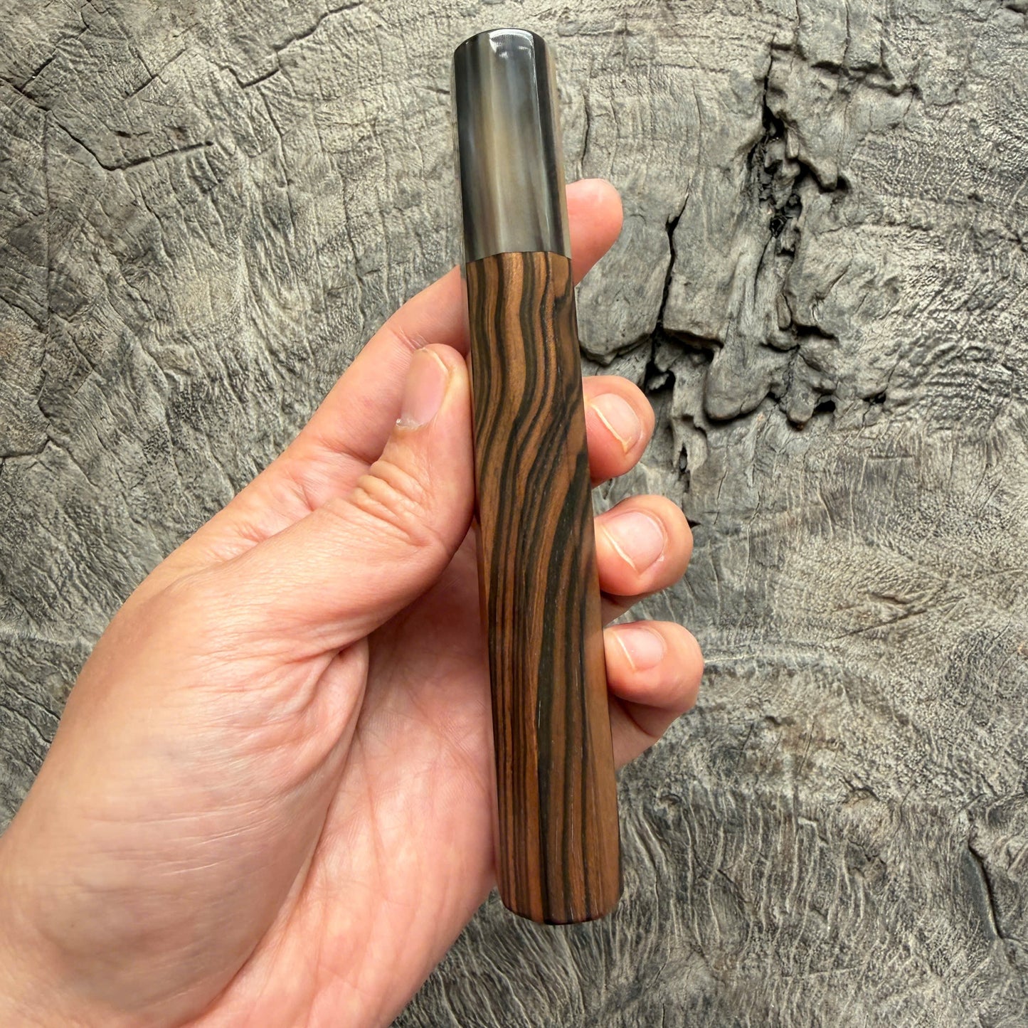 I - 1 Macassar ebony handle, Marble horn ferrule, Slim Shape -  140 mm