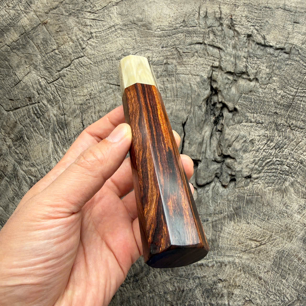 I - 2 Desert ironwood Wa handle, Cool Cream Horn Ferrule- 145 mm