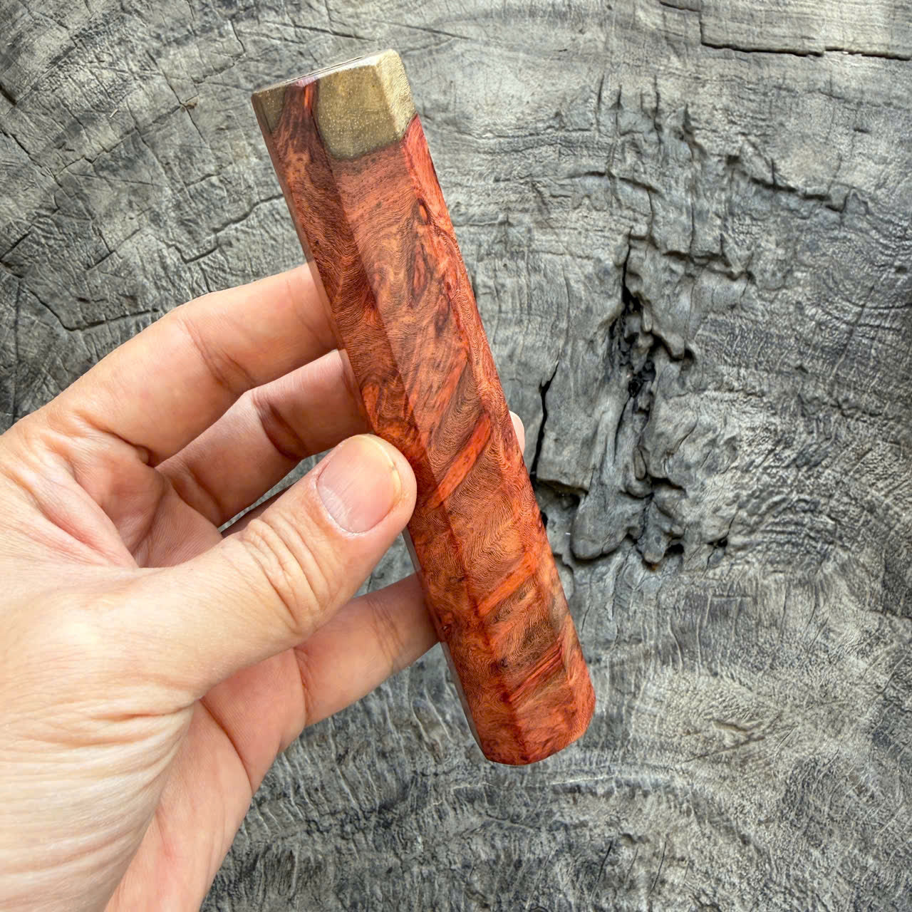 I - 5 Cool Red Amboyna Burl Wa Handle, Mono - 140mm