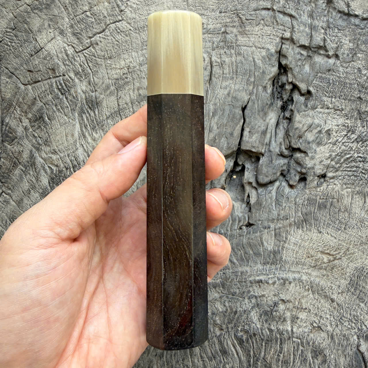 I - Amazing Black Siamese Rosewood Wa handle, Ivory Horn Ferrule - 145 mm