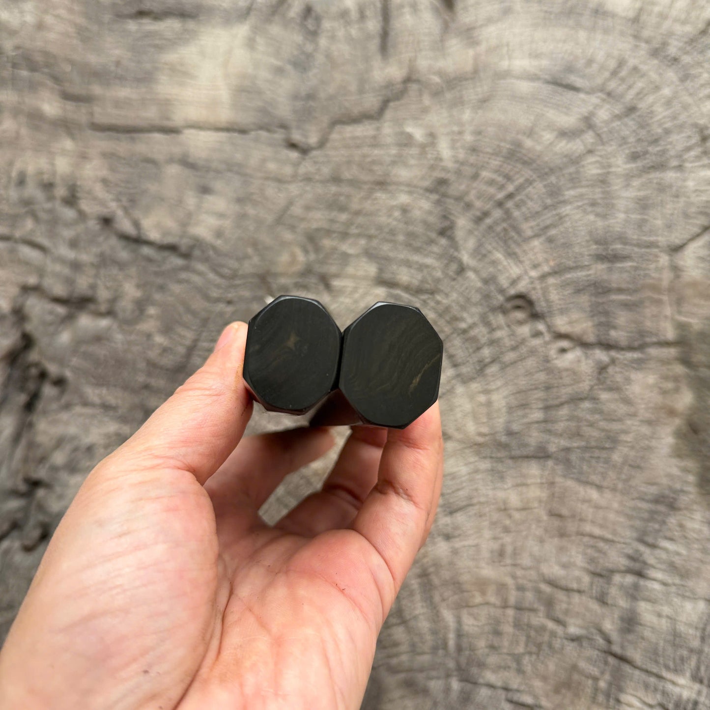 I -  Set of 2 Nice Ebony wa handle, Marble horn ferrule- 145 mm and 135mm