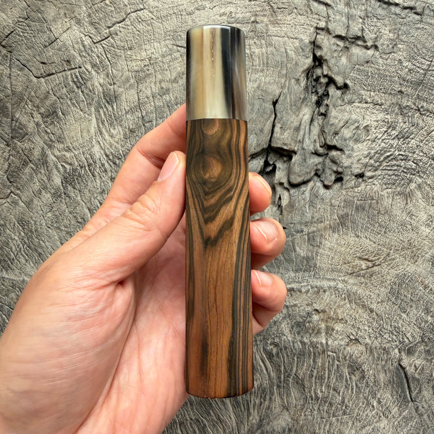 I - 1 Macassar ebony handle, Marble horn ferrule, Slim Shape -  140 mm