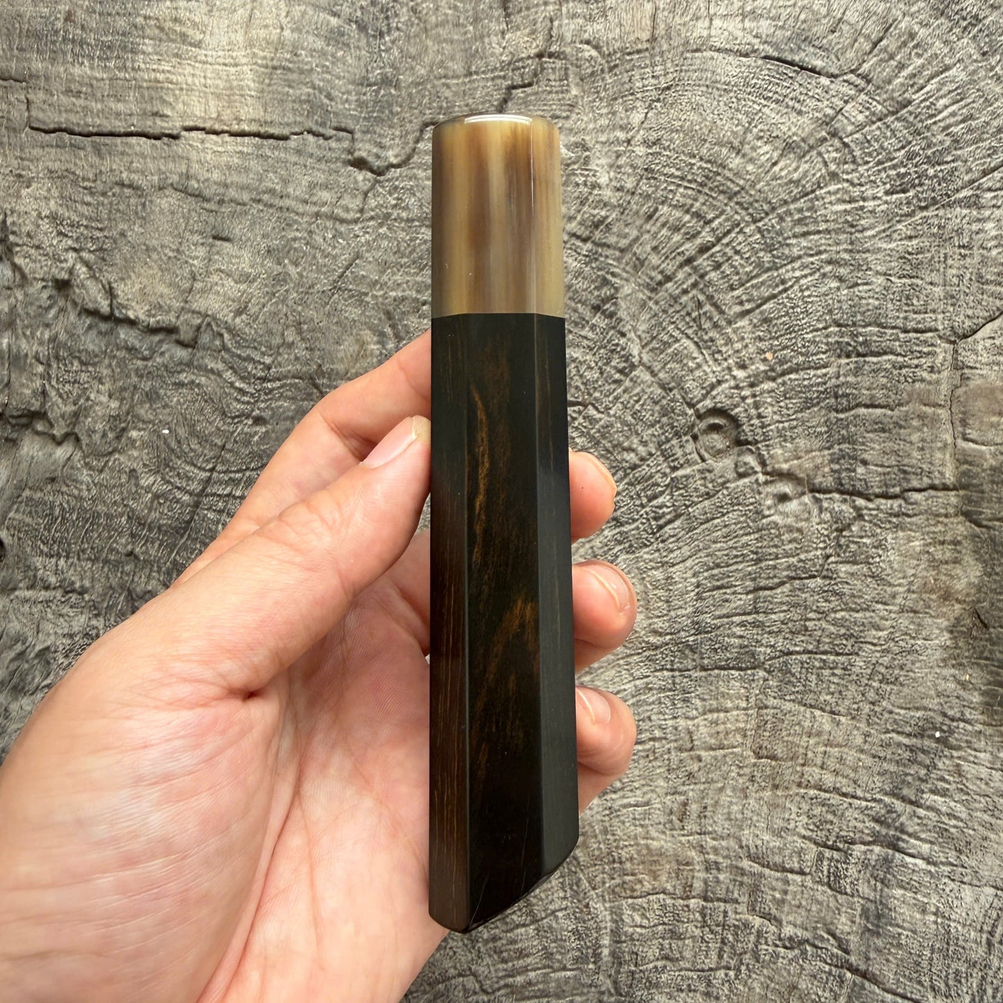 I- 19 Ebony wood wa ,Marble horn ferrule, Diagonal cut - 135mm