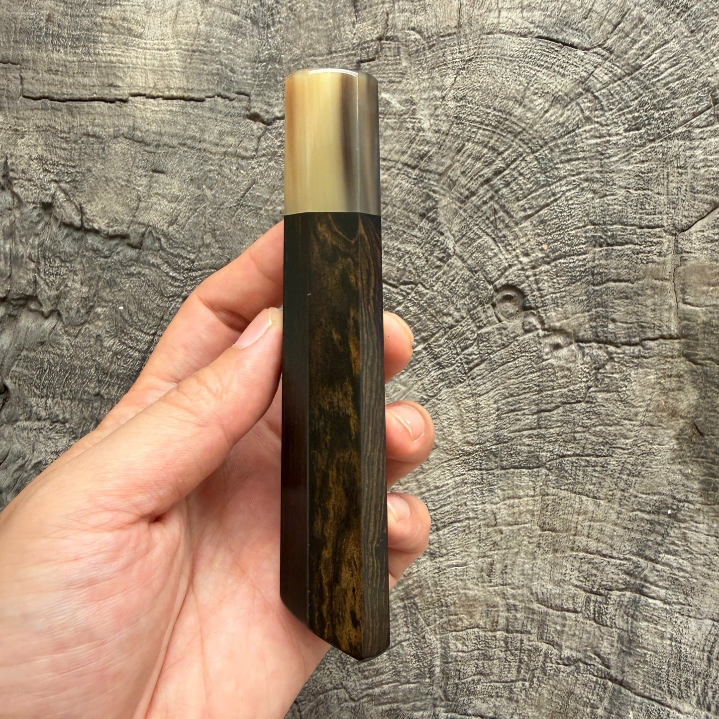 I- 19 Ebony wood wa ,Marble horn ferrule, Diagonal cut - 135mm