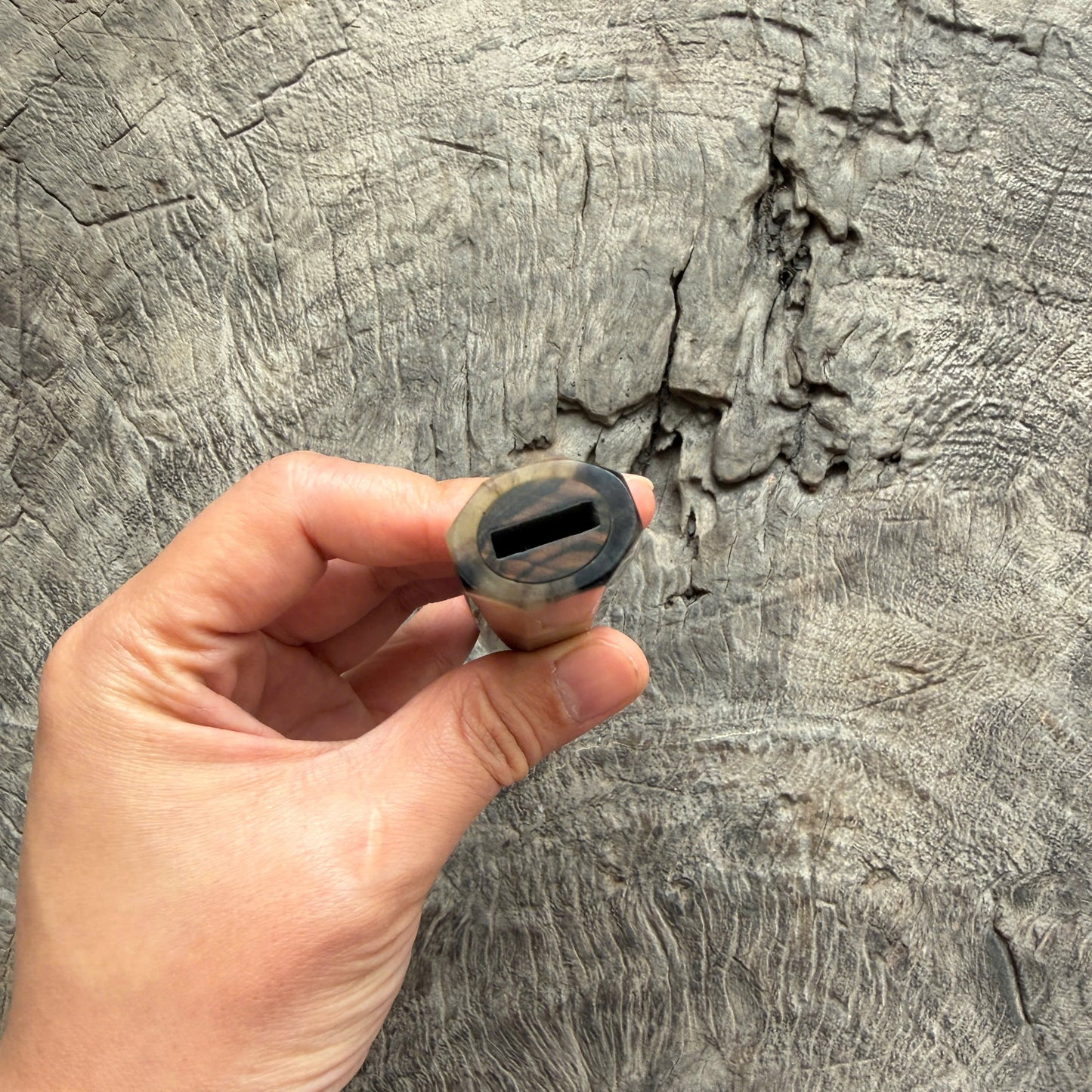 I - 2 Macassar ebony handle, Marble horn ferrule, Slim Shape -  140 mm