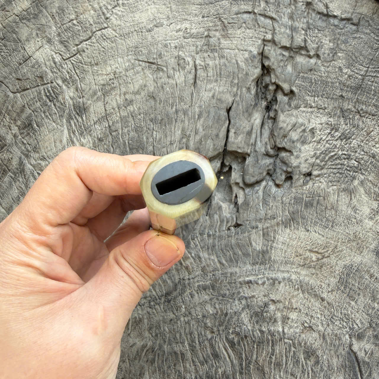 I- 23 Ebony Wa handle, Cream Marble Horn Ferrule - 135mm