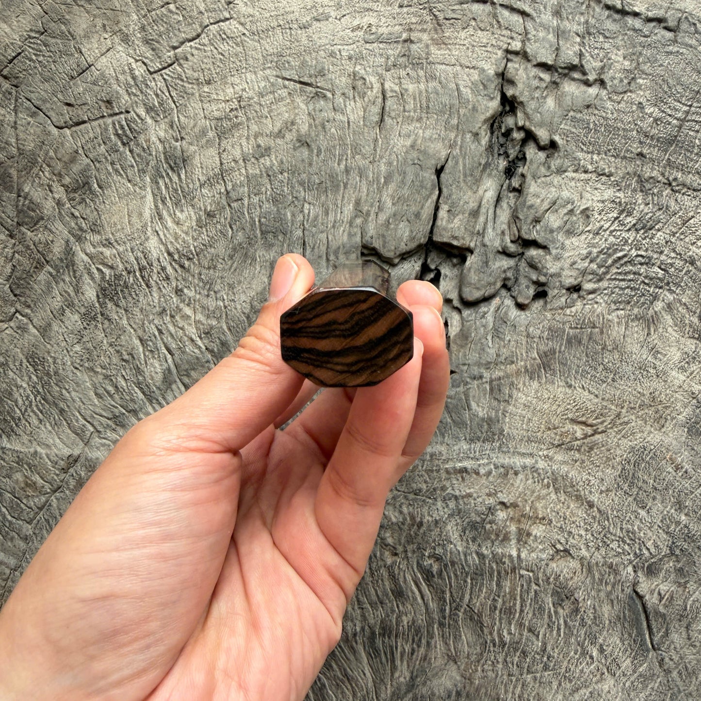 I - 2 Macassar ebony handle, Marble horn ferrule, Slim Shape -  140 mm