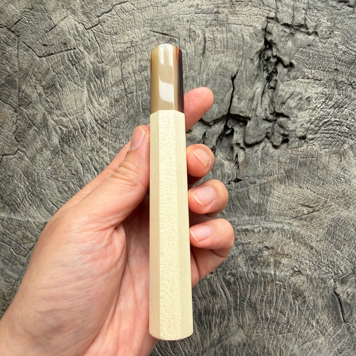 I - 2 White Maple Wa handle, Marble horn ferrule, Slim Shape -  140 mm