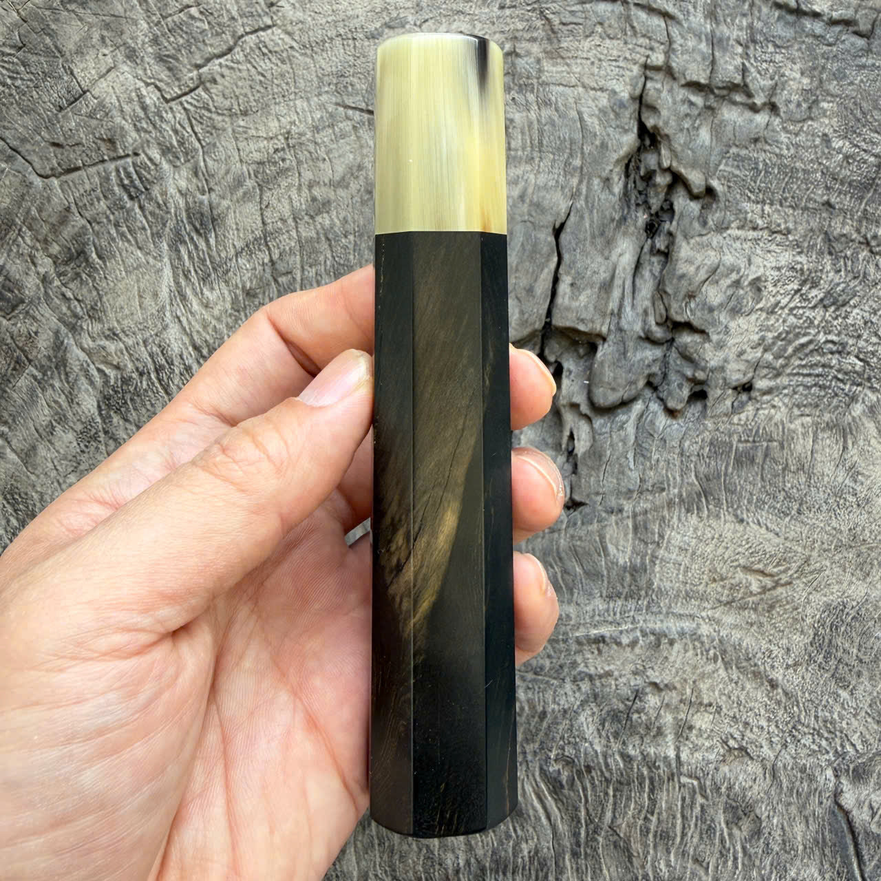 I- 23 Ebony Wa handle, Cream Marble Horn Ferrule - 135mm