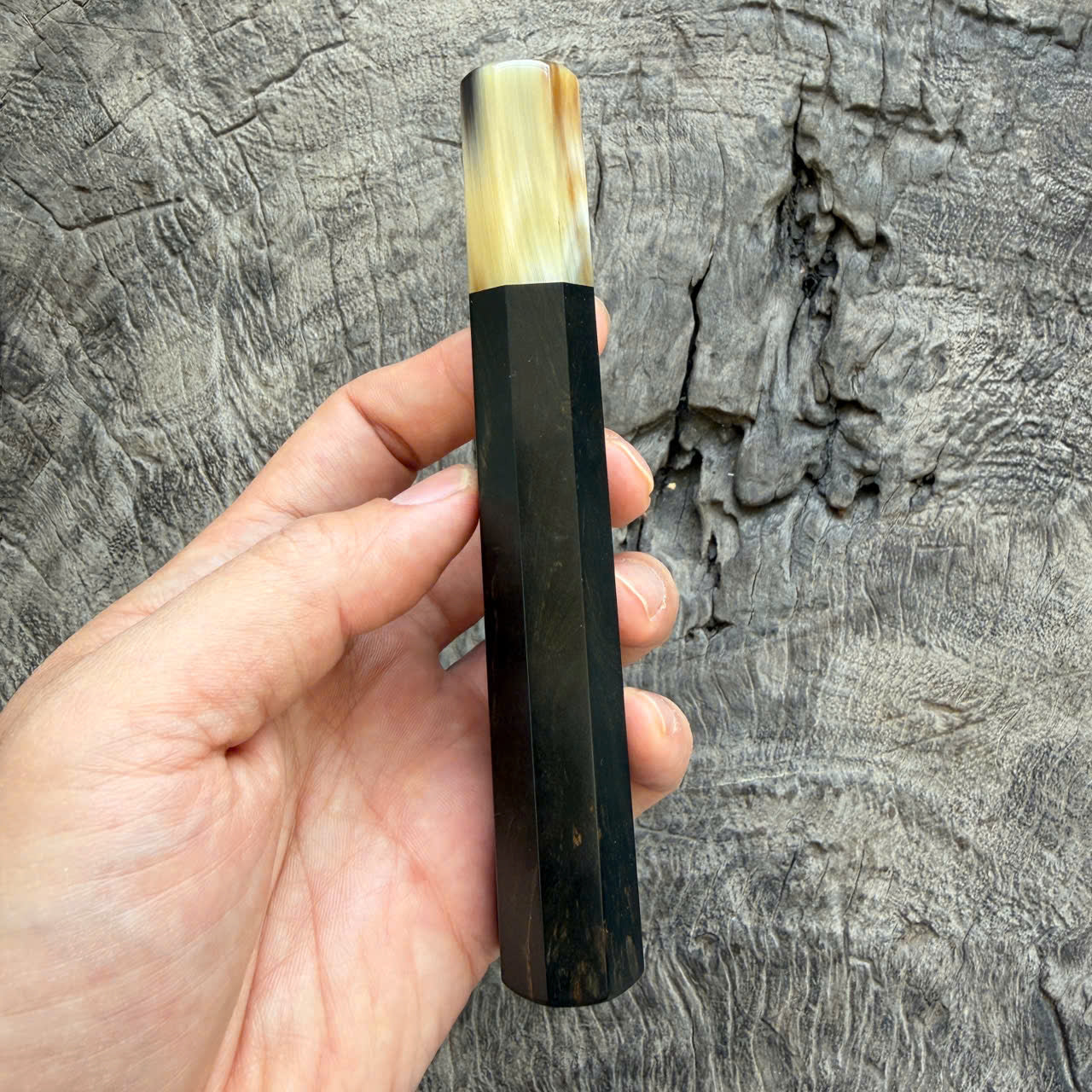 I- 23 Ebony Wa handle, Cream Marble Horn Ferrule - 135mm