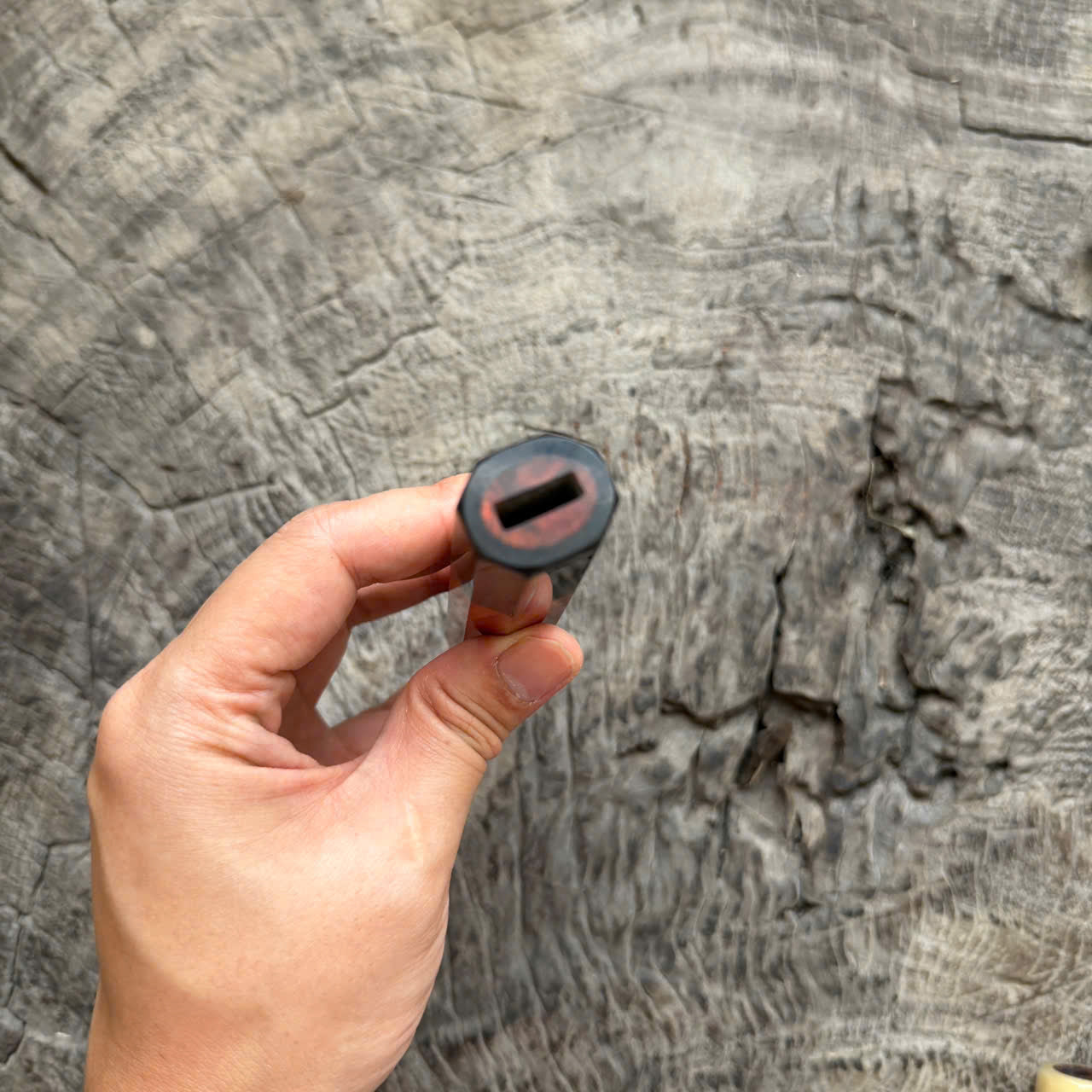 I - Curly Orange Siamese Rosewood  Wa handle, Black Horn Ferrule , 140mm handle
