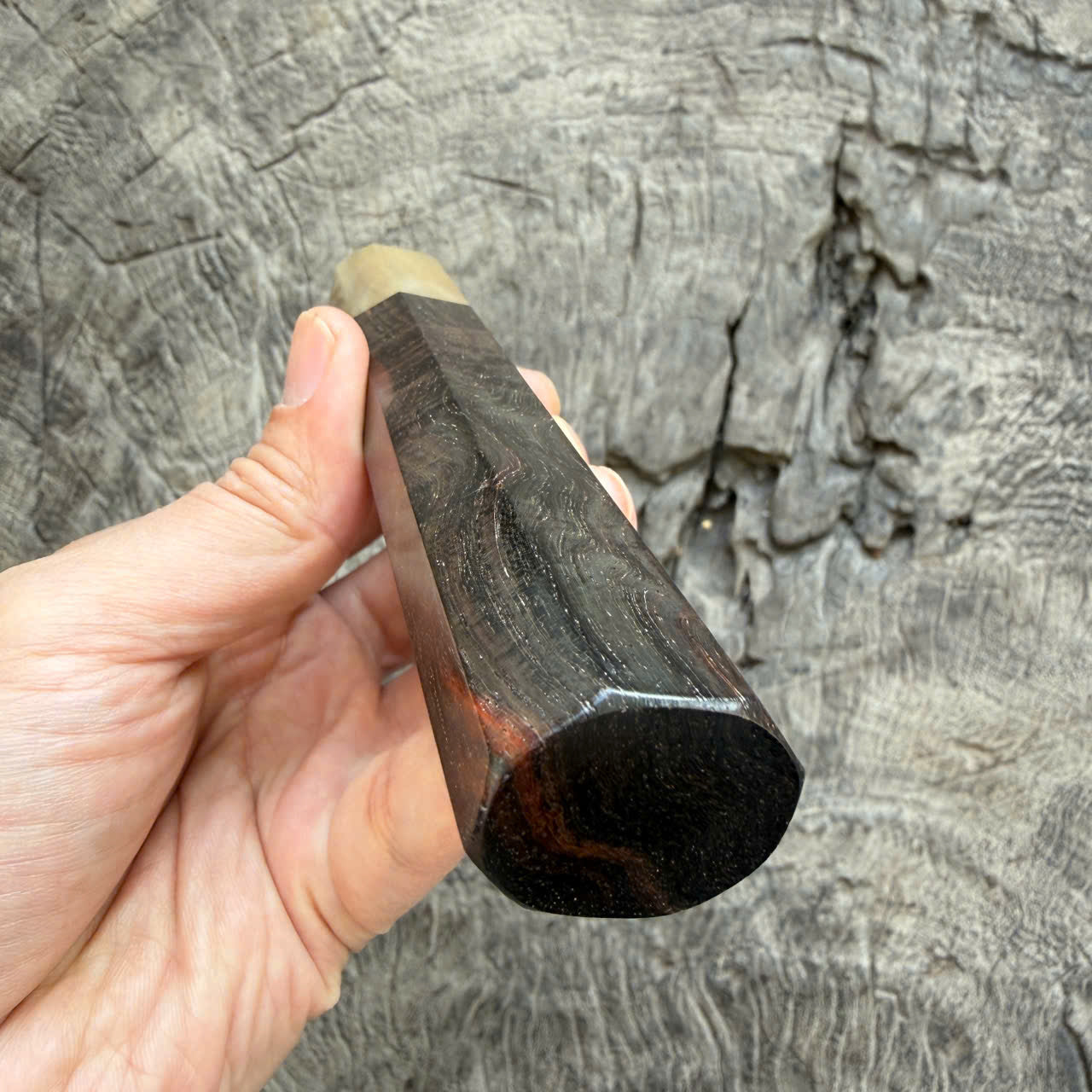 I - Amazing Black Siamese Rosewood Wa handle, Ivory Horn Ferrule - 145 mm