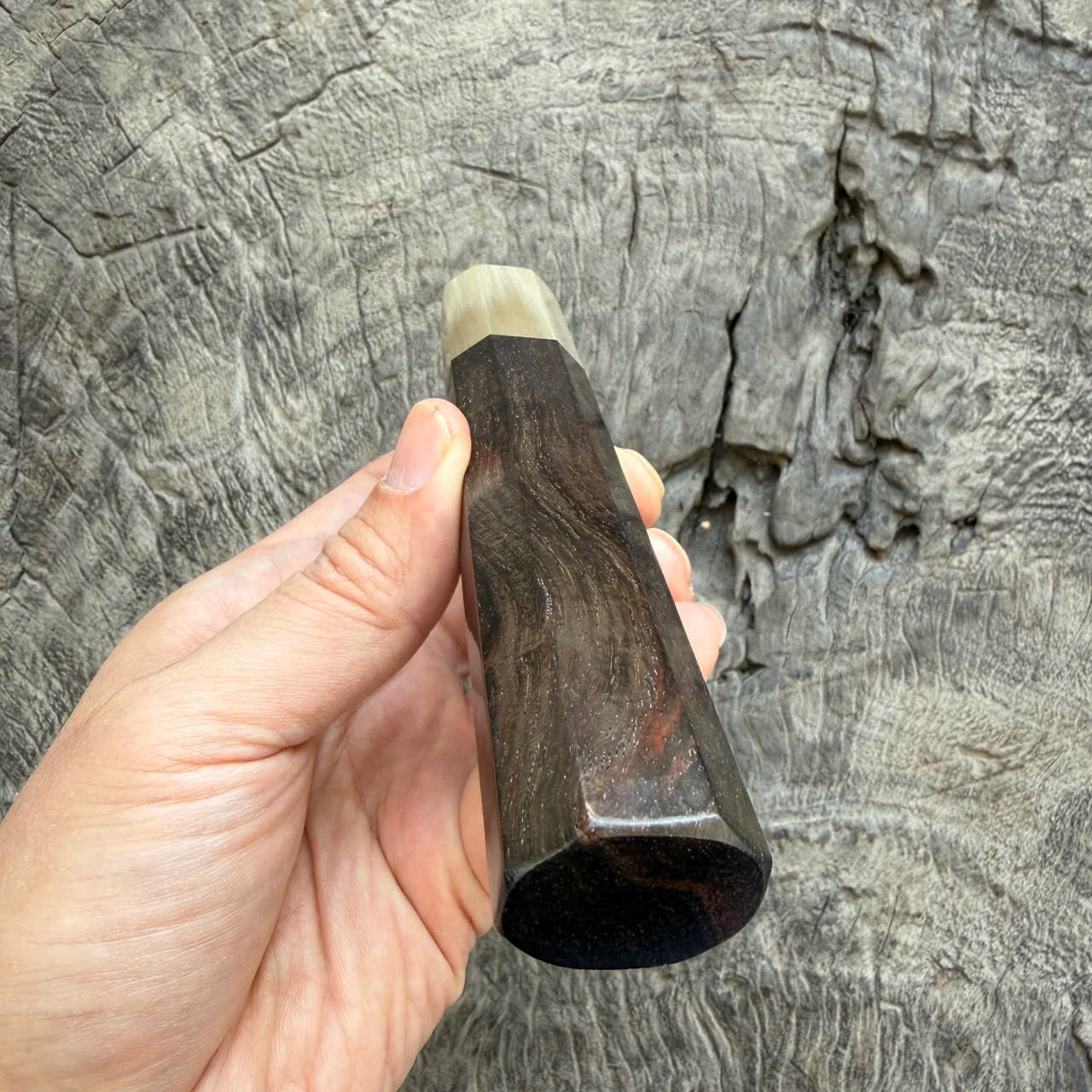 I - Amazing Black Siamese Rosewood Wa handle, Ivory Horn Ferrule - 145 mm