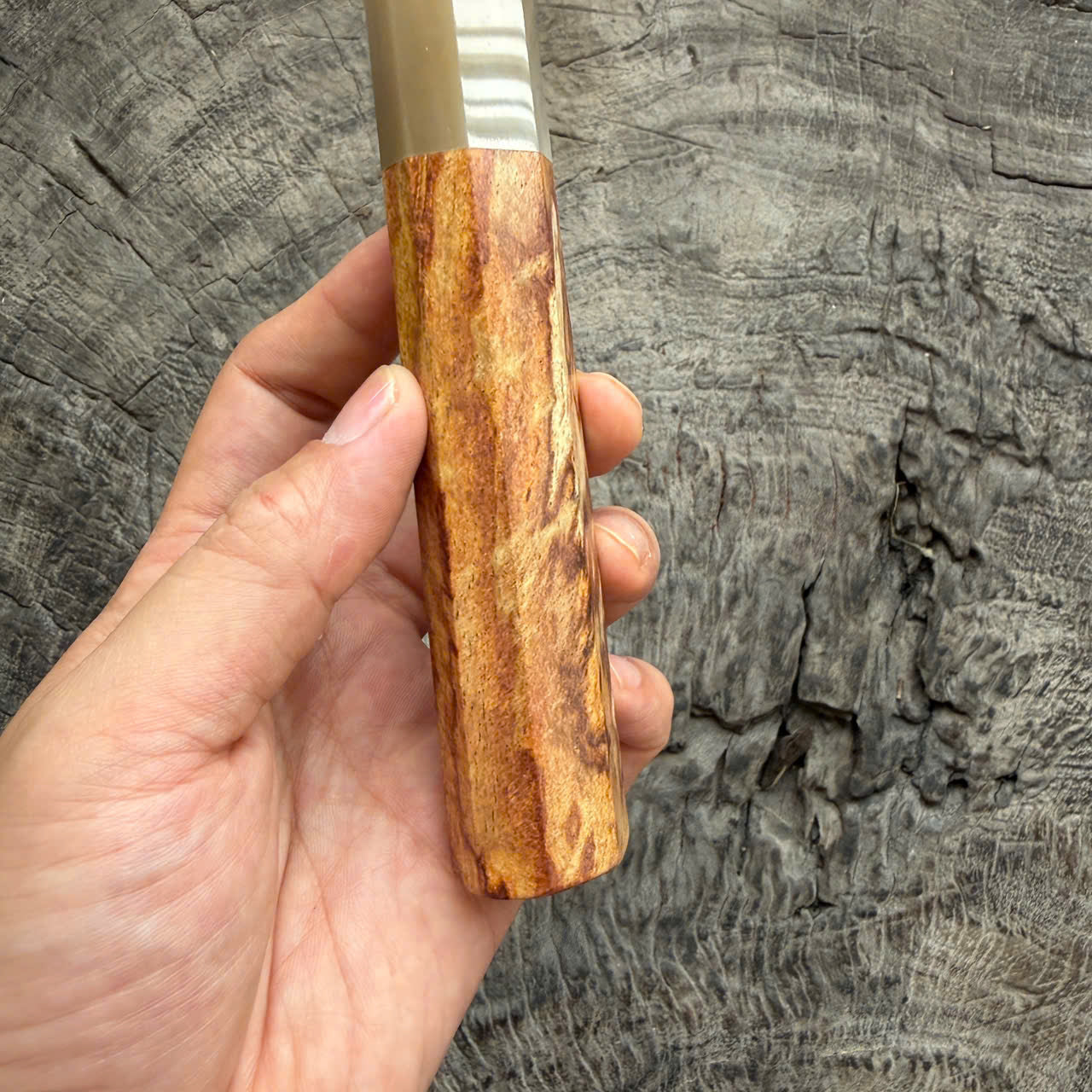I - Rare Huanghuali wood  Wa handle, Ivory horn ferrule, , 140mm handle