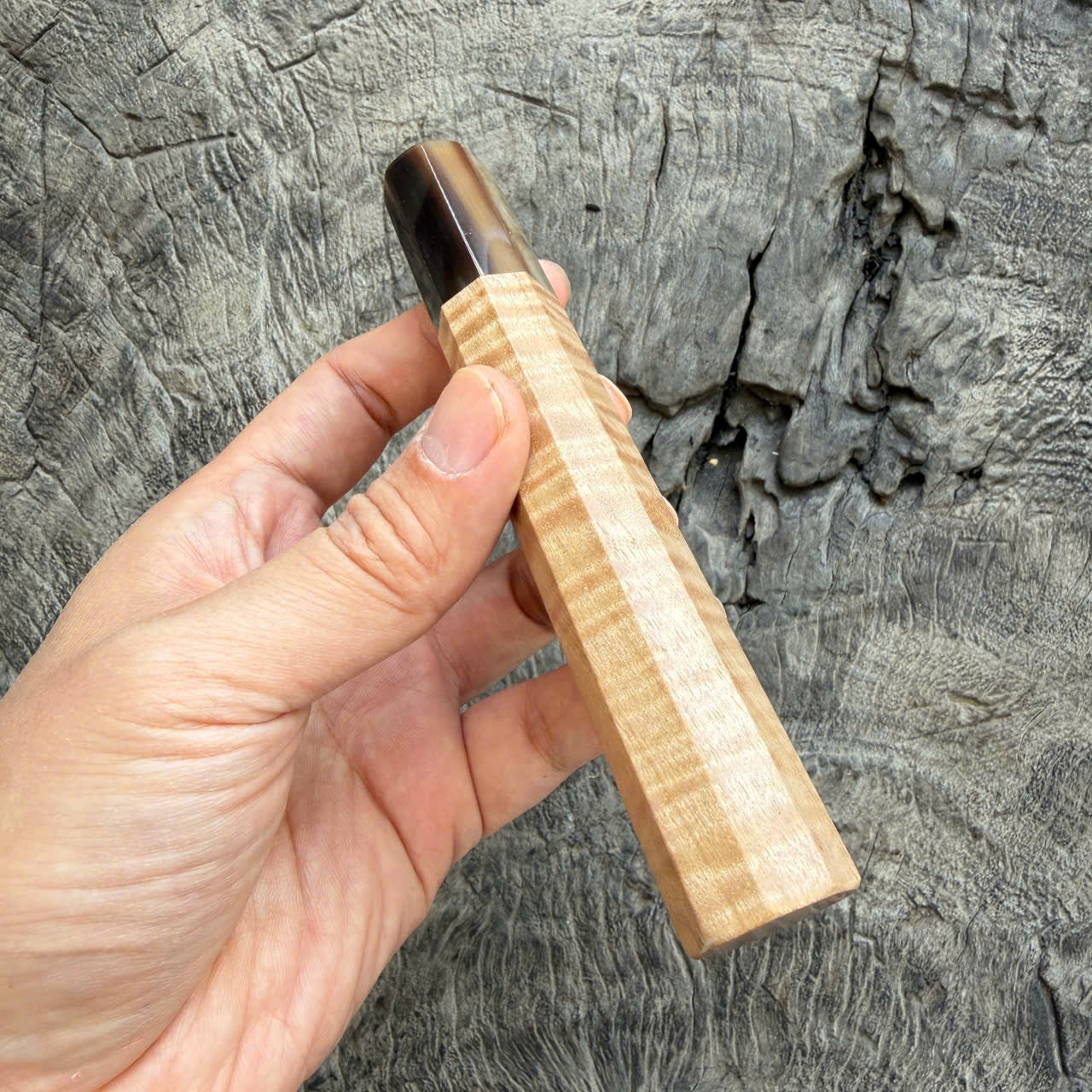 I- 7 Curly Crape myrtle Wa handle, Marble Horn Ferrule - 135mm