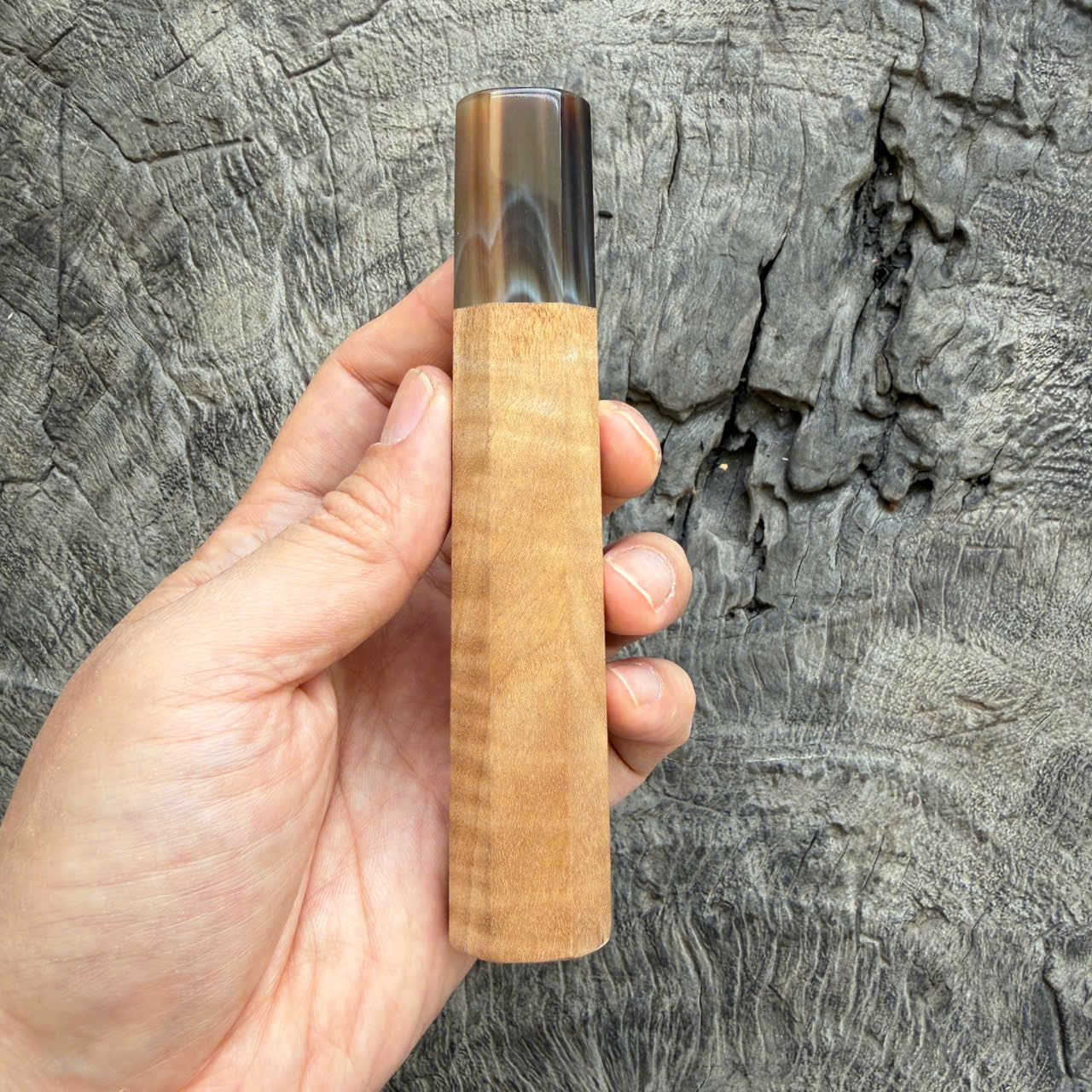 I- 7 Curly Crape myrtle Wa handle, Marble Horn Ferrule - 135mm