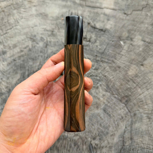 I - Grained Macassar ebony handle, Black White horn ferrule, Slim Shape -  140 mm