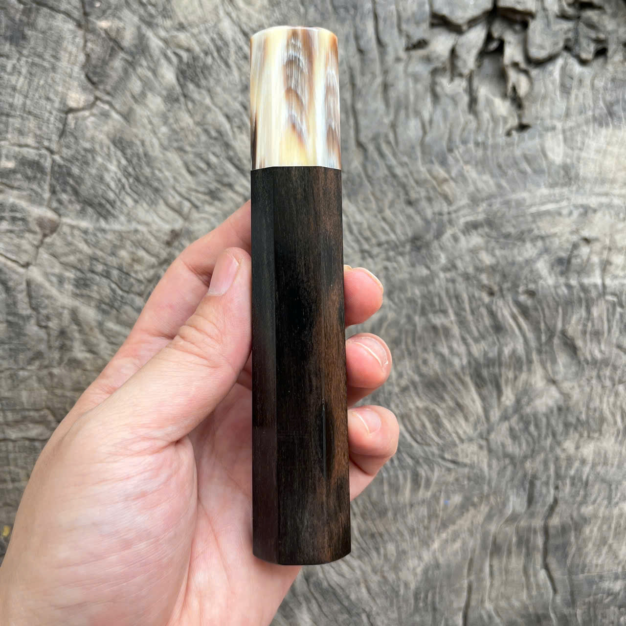 I -10 Ebony Wa handle, Marble Cream Horn Ferrule - 140mm