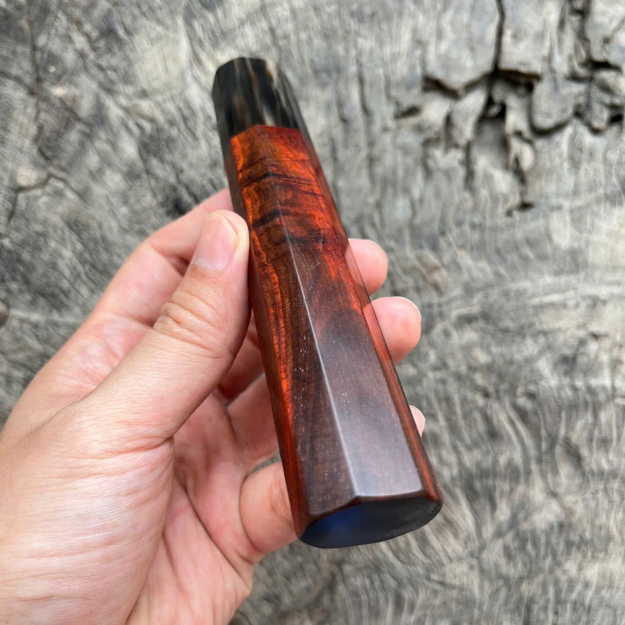 I - 15 Red Siam Rosewood Wa handle, Dark Marble Horn ferrule- 145mm