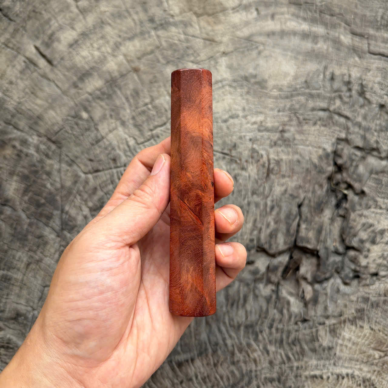 I - 6 Red Amboyna Burl Wa handle, Mono- 130mm