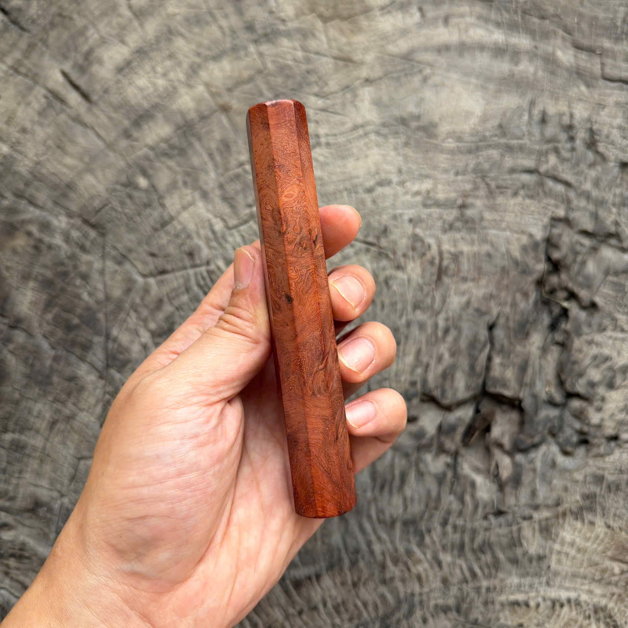 I - 6 Red Amboyna Burl Wa handle, Mono- 130mm