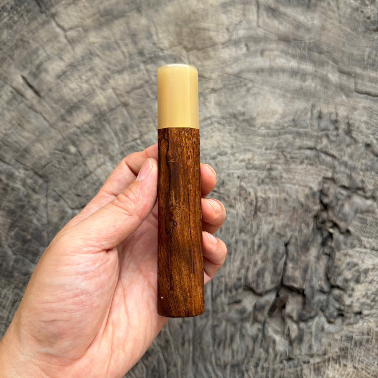 I- 7 Desert Ironwood Wa handle, White horn Ferrule - 135mm