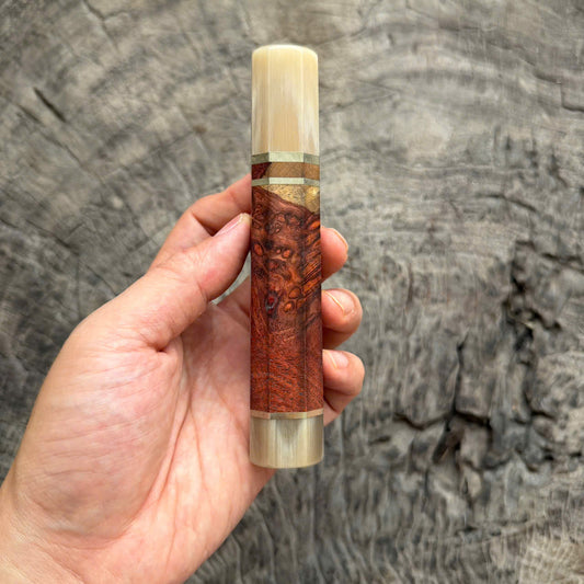 I- Two tone Red Amboyna Wa handle with Nickel Spacer,  135mm
