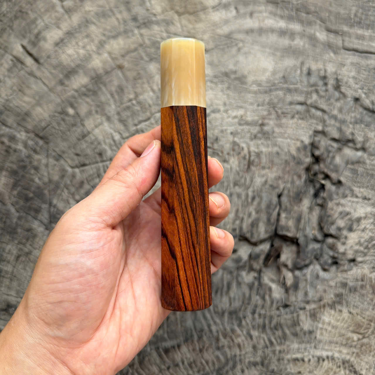 I - 4 Desert Ironwood Wa handle, Cream horn ferrule, 145 mm handle