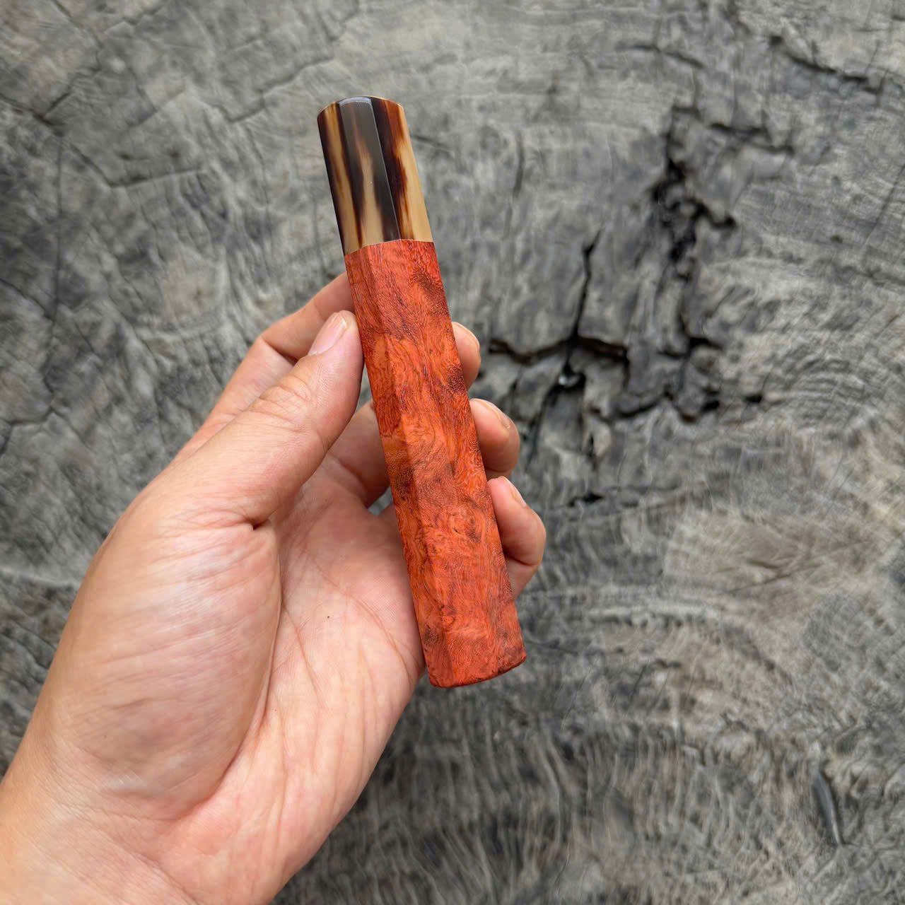 I- 10 Nice Red Amboyna Wa hhandle. Marble horn Ferrule,  135mm