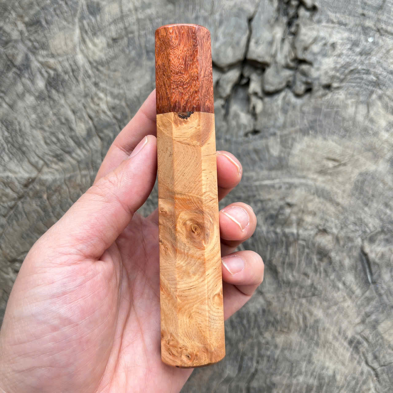 I-Dragon burl wood Wa handle, Red amboyna Ferrule -  135mm