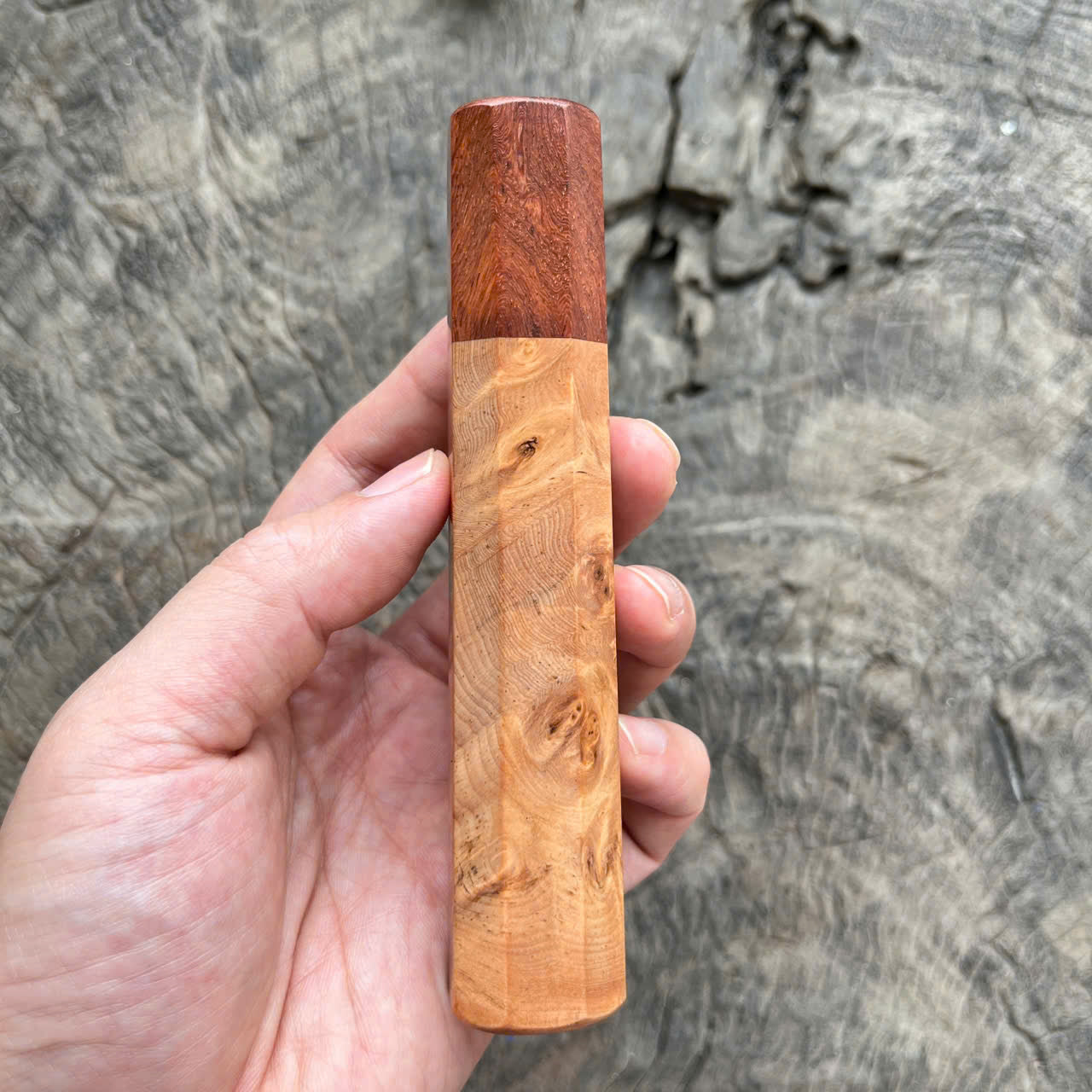 I-Dragon burl wood Wa handle, Red amboyna Ferrule -  135mm