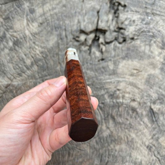 I - 6 Dark Curly Siam Rosewood Wa handle,  Marble horn - 140mm
