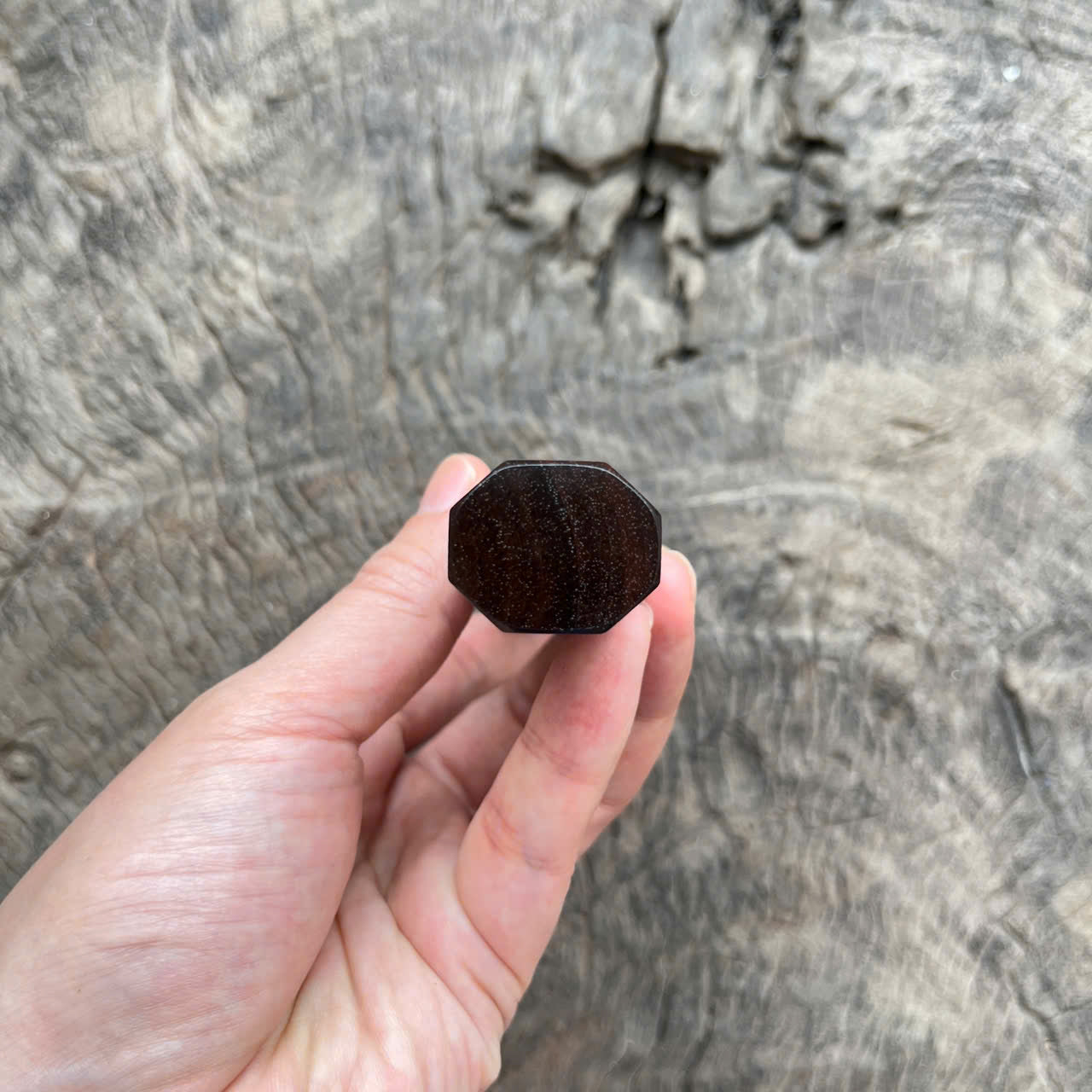 I - 6 Dark Curly Siam Rosewood Wa handle,  Marble horn - 140mm