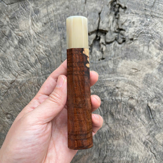 I -4 Dark Curly Siam Rosewood Wa handle, Marble horn ferrule- 145 mm