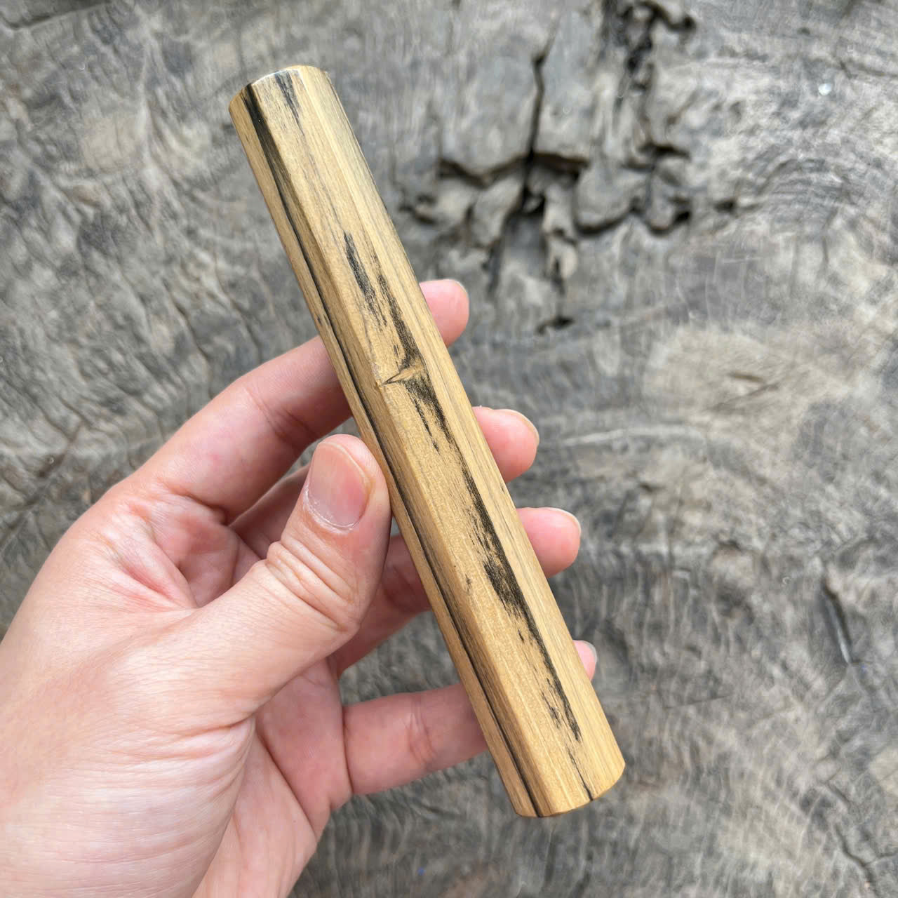 I - Nice Black White Ebony Wa handle with straight stripe,  Mono - 140mm