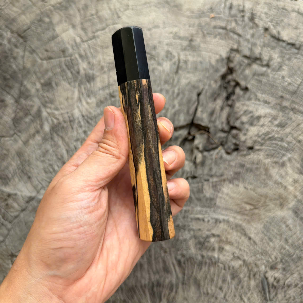 I- 8 Black White Ebony Wa handle, Black horn ferrule, 135mm handle