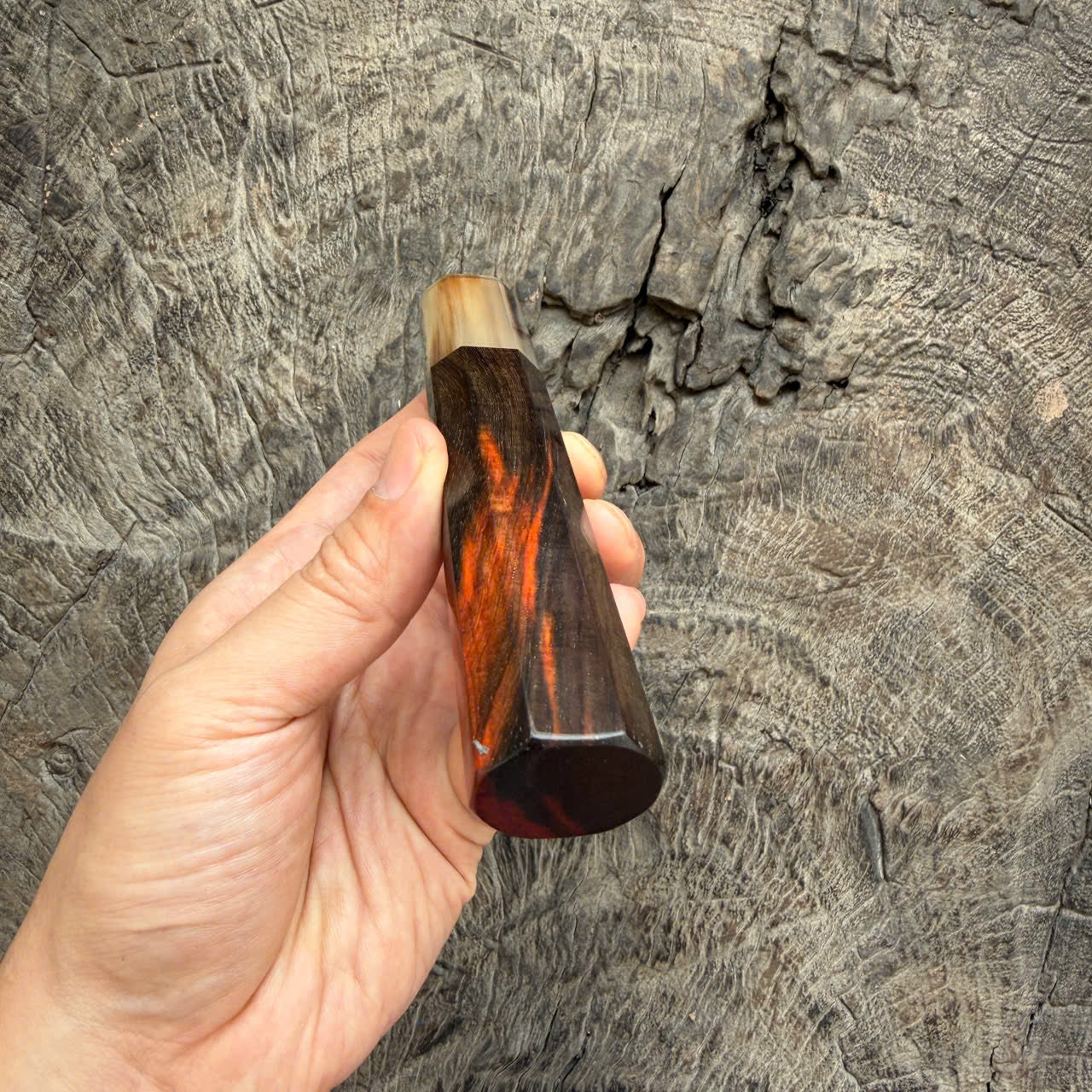 I- 21 Black Red Siamese Rosewood Wa handle, Marble horn Ferrule - 135mm