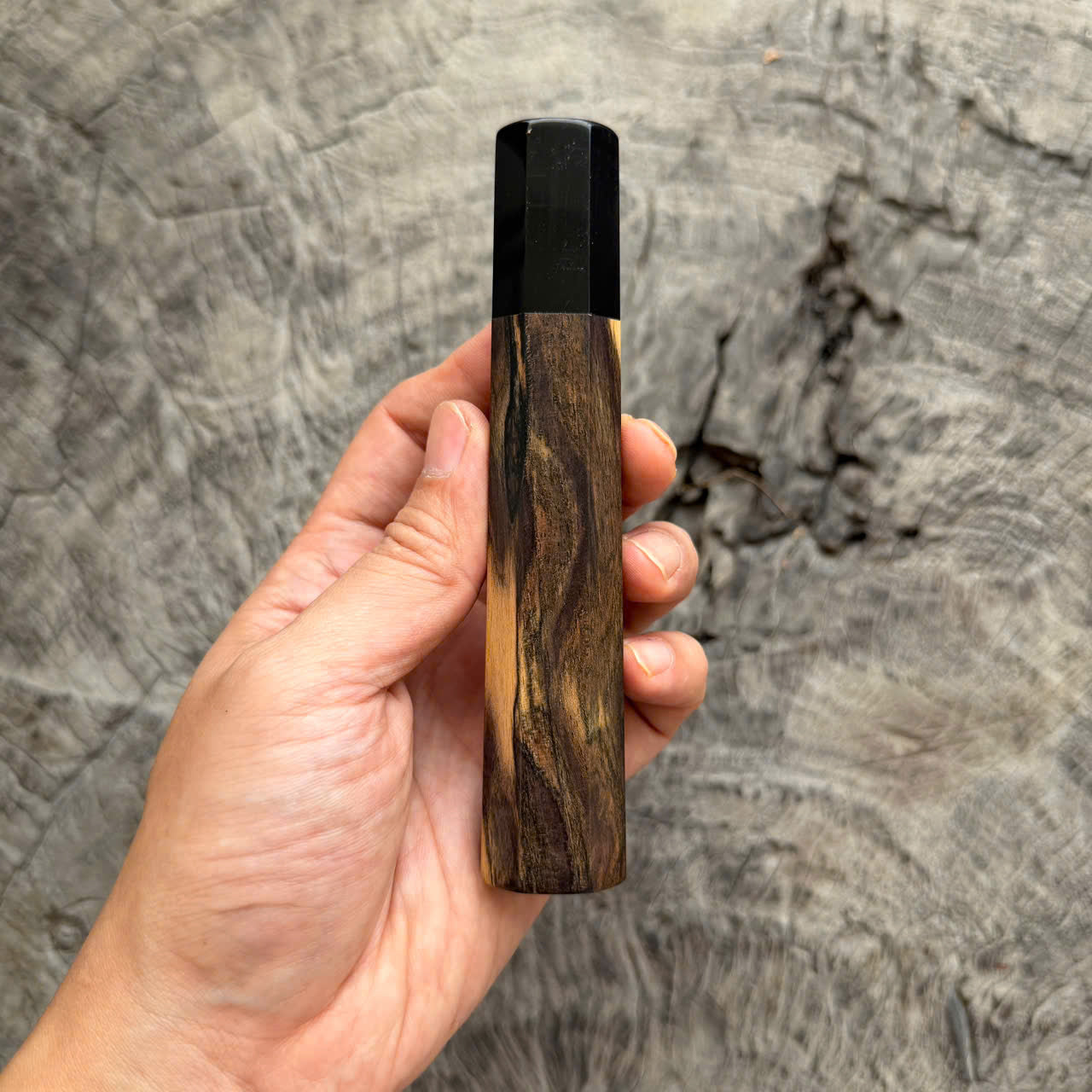 I- 8 Black White Ebony Wa handle, Black horn ferrule, 135mm handle