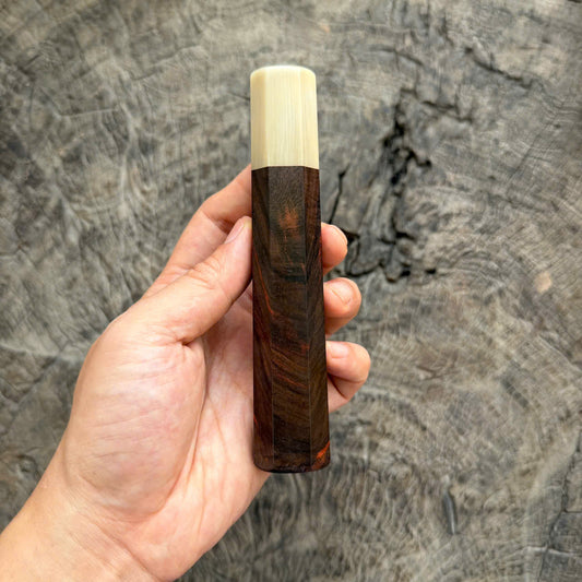I - Black Curly Siamese Rosewood Wa handle, Cream horn Ferrule, 145 mm handle
