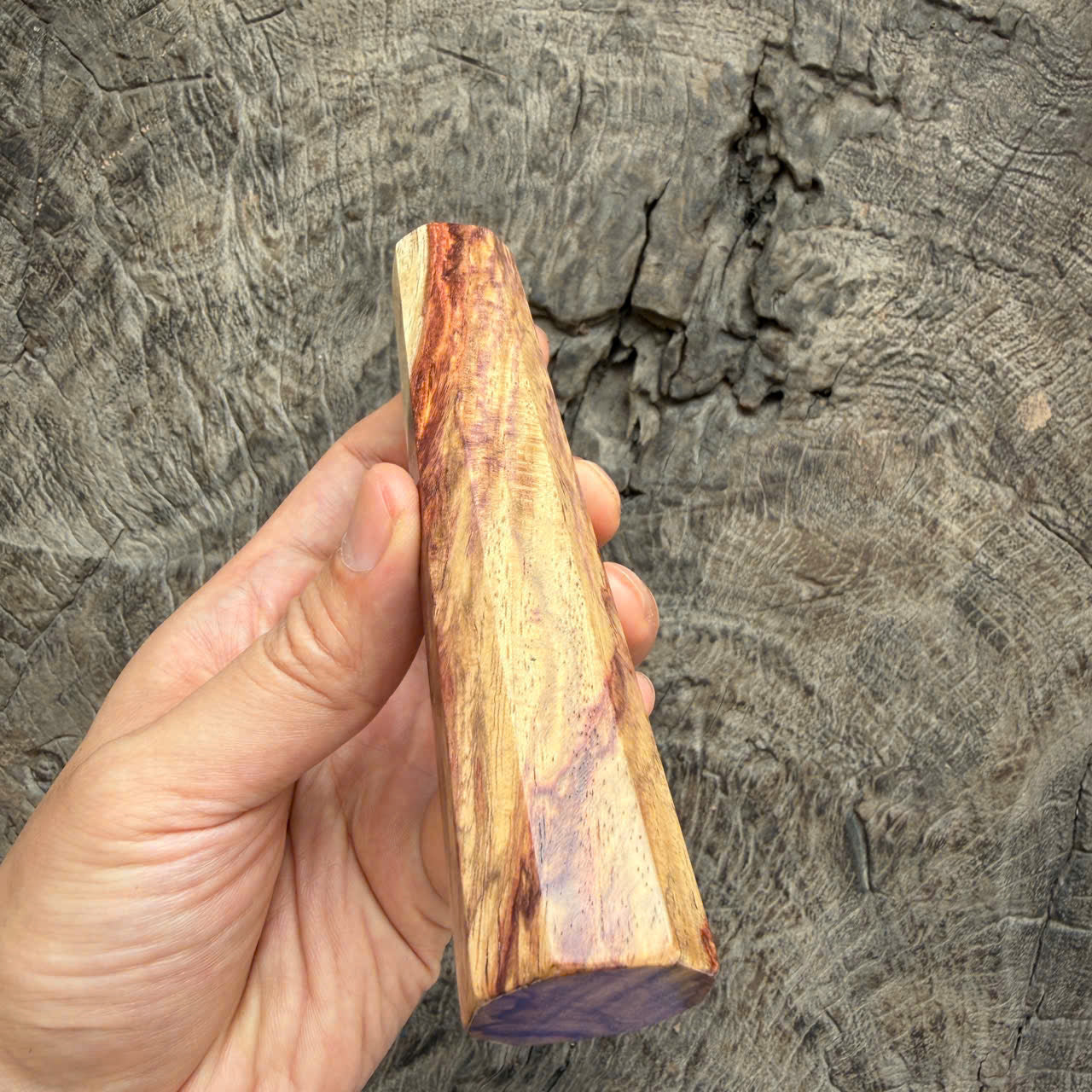 I - Figured Two tone Curly Huanghuali wood handle , Mono , 140mm handle