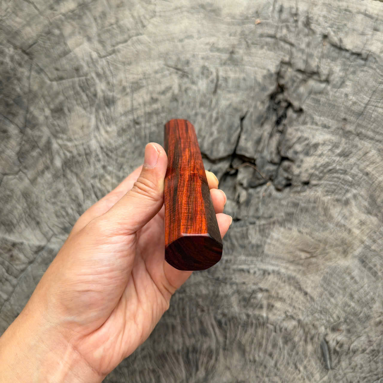 I - 19 Curly Red Siamese Rosewood Wa handle, Mono Handle, 140mm