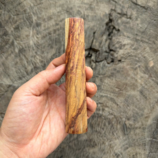 I - Figured Two tone Curly Huanghuali wood handle , Mono , 140mm handle