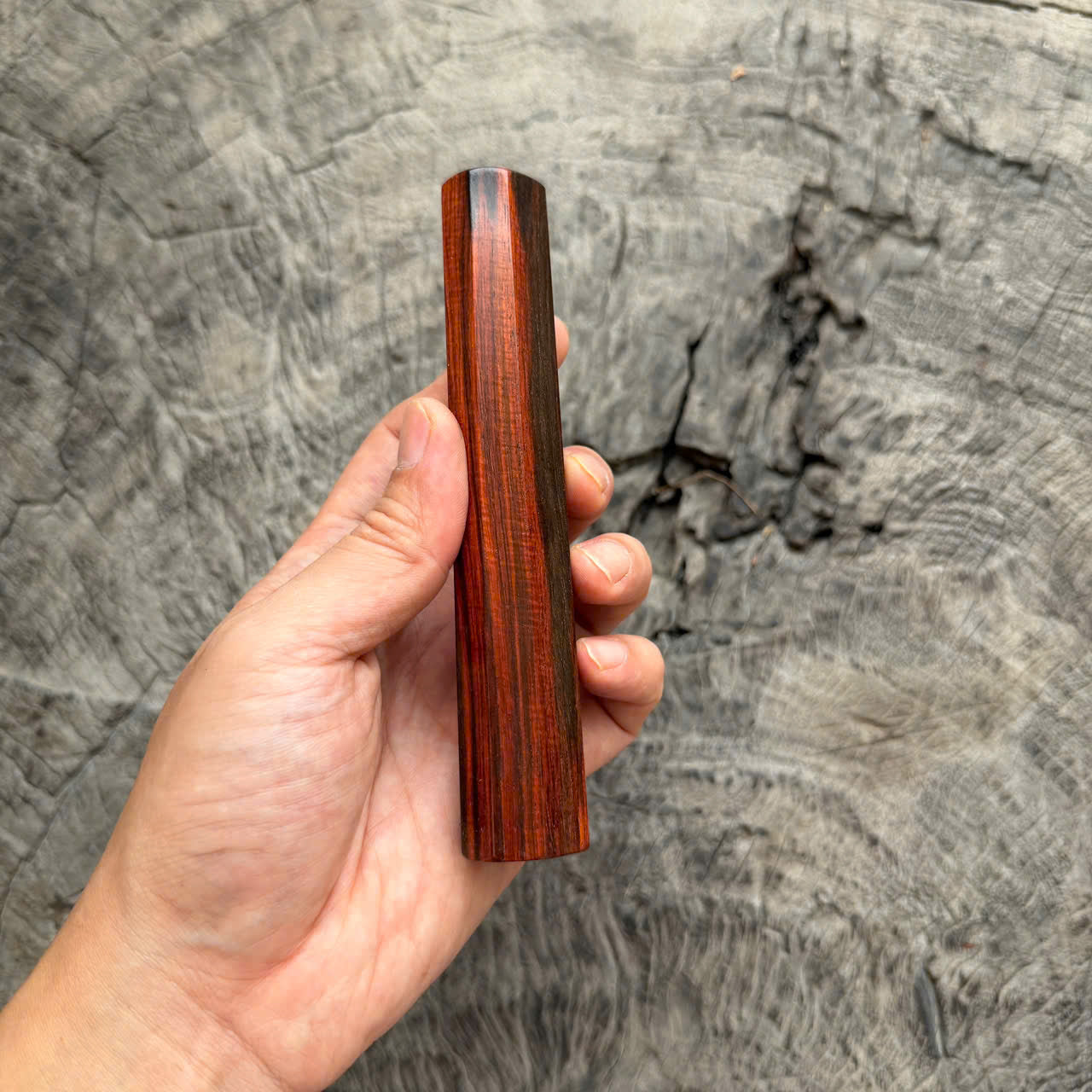 I - 19 Curly Red Siamese Rosewood Wa handle, Mono Handle, 140mm