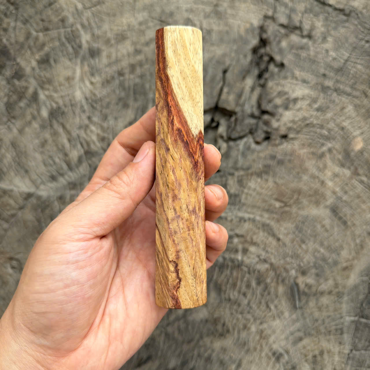I - Figured Two tone Curly Huanghuali wood handle , Mono , 140mm handle
