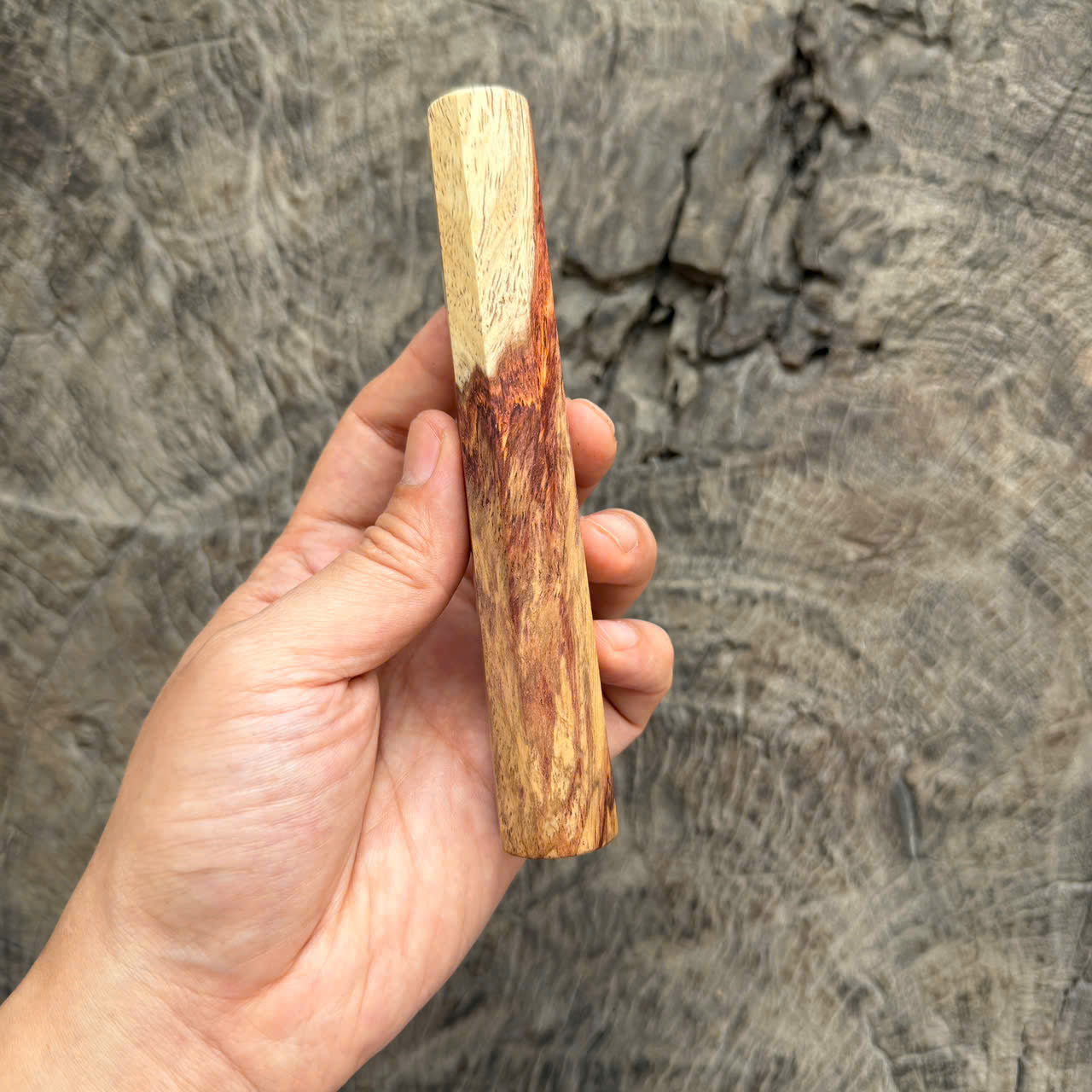 I - Figured Two tone Curly Huanghuali wood handle , Mono , 140mm handle