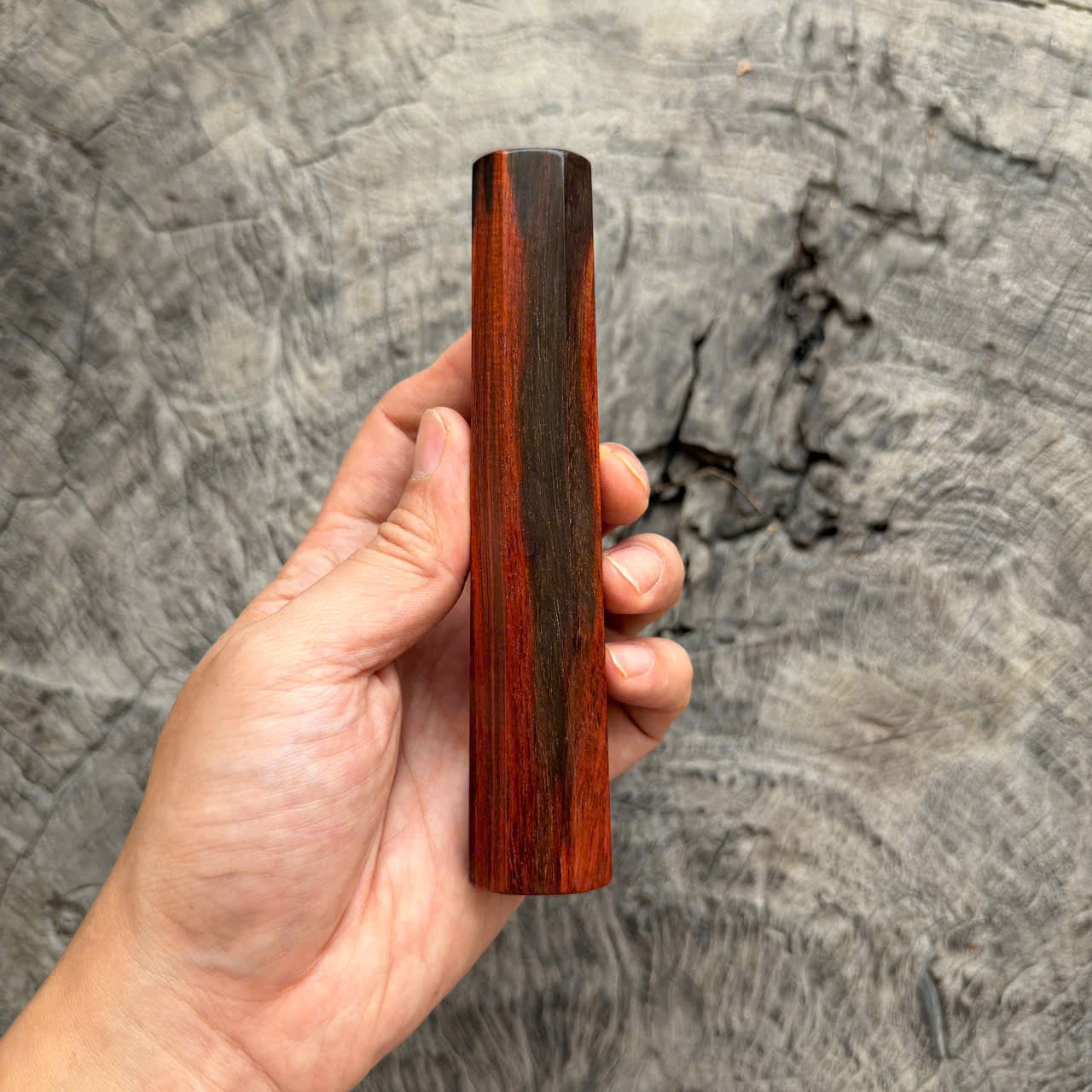 I - 19 Curly Red Siamese Rosewood Wa handle, Mono Handle, 140mm