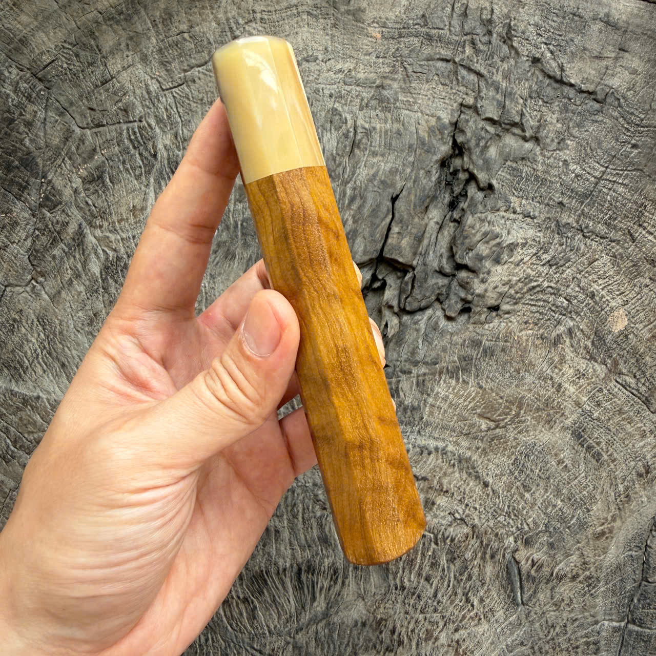 I -2 Golden nanmu wood Wa handle, Cream white horn Ferrule, 145 mm handle