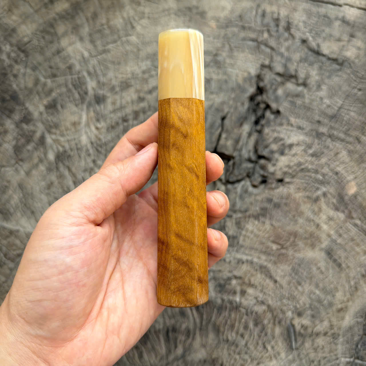 I -2 Golden nanmu wood Wa handle, Cream white horn Ferrule, 145 mm handle
