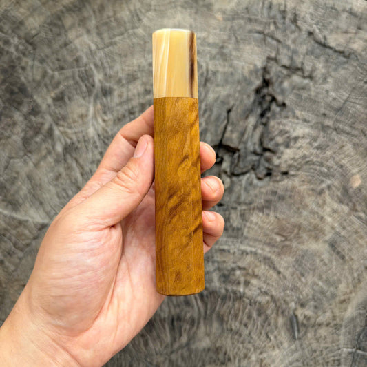 I -2 Golden nanmu wood Wa handle, Cream white horn Ferrule, 145 mm handle